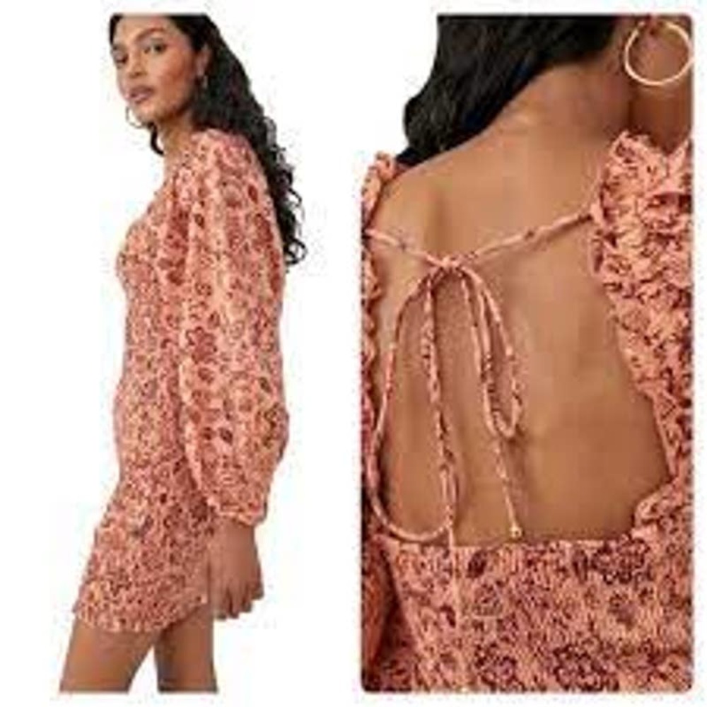 Free People Coral Pink Floral Mini Dress